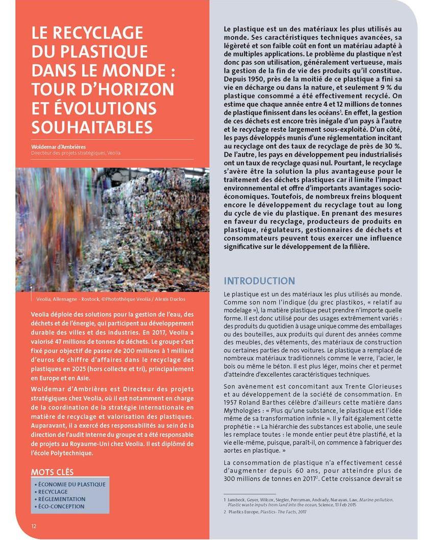 Le recyclage du plastique dans le monde : tour d’horizon et évolutions souhaitables