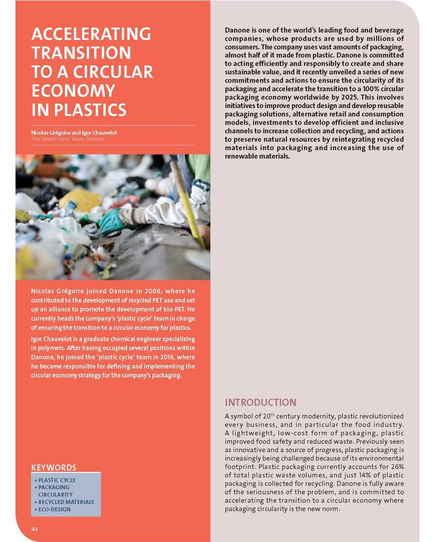 Accelerating transition to a circular economy in plastics 