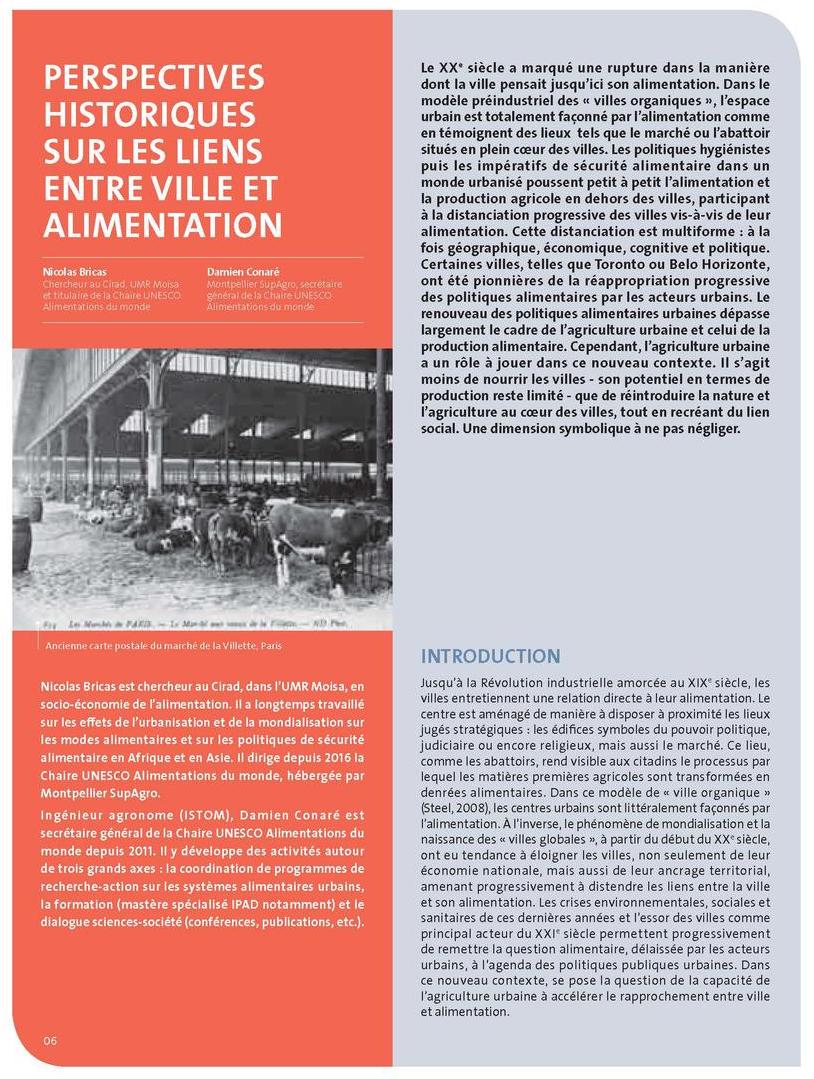 Perspectives historiques sur les liens entre ville et alimentation