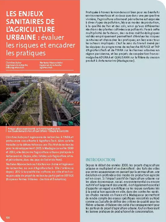 Les enjeux sanitaires de l’agriculture urbaine : évaluer les risques et encadrer les pratiques