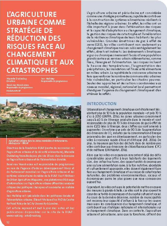 L’agriculture urbaine comme stratégie de réduction des risques face au changement climatique et aux catastrophes