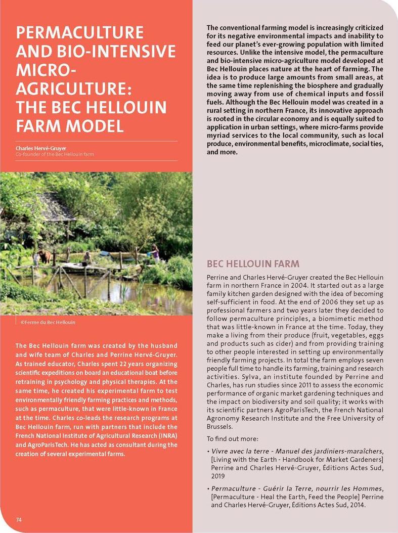 Permaculture and biointensive micro-agriculture: the Bec Hellouin farm model