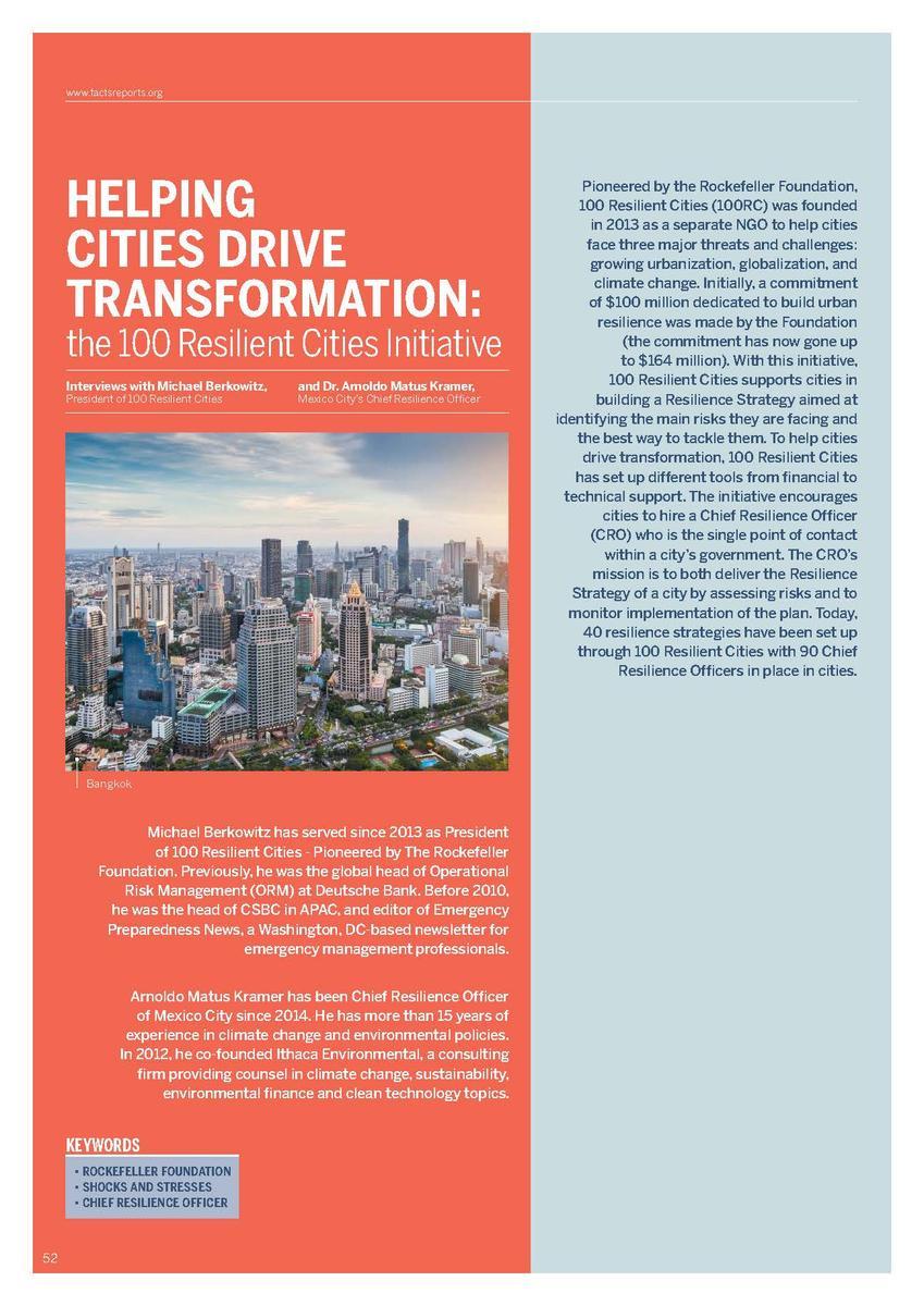 Helping cities drive transformation - the 100 Resilient Cities Initiative