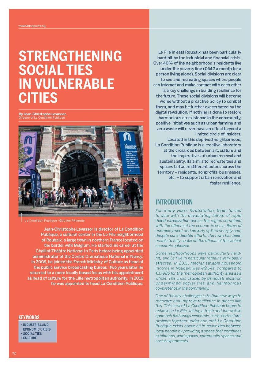 Strengthening social ties in vulnerable cities