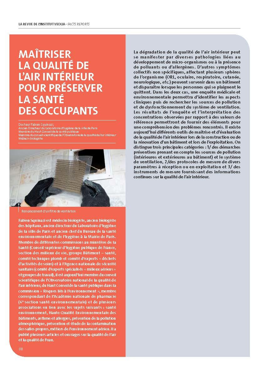 Maitrise de la qualité de l'air intérieur et santé des occupants - Docteur Fabien Squinazi